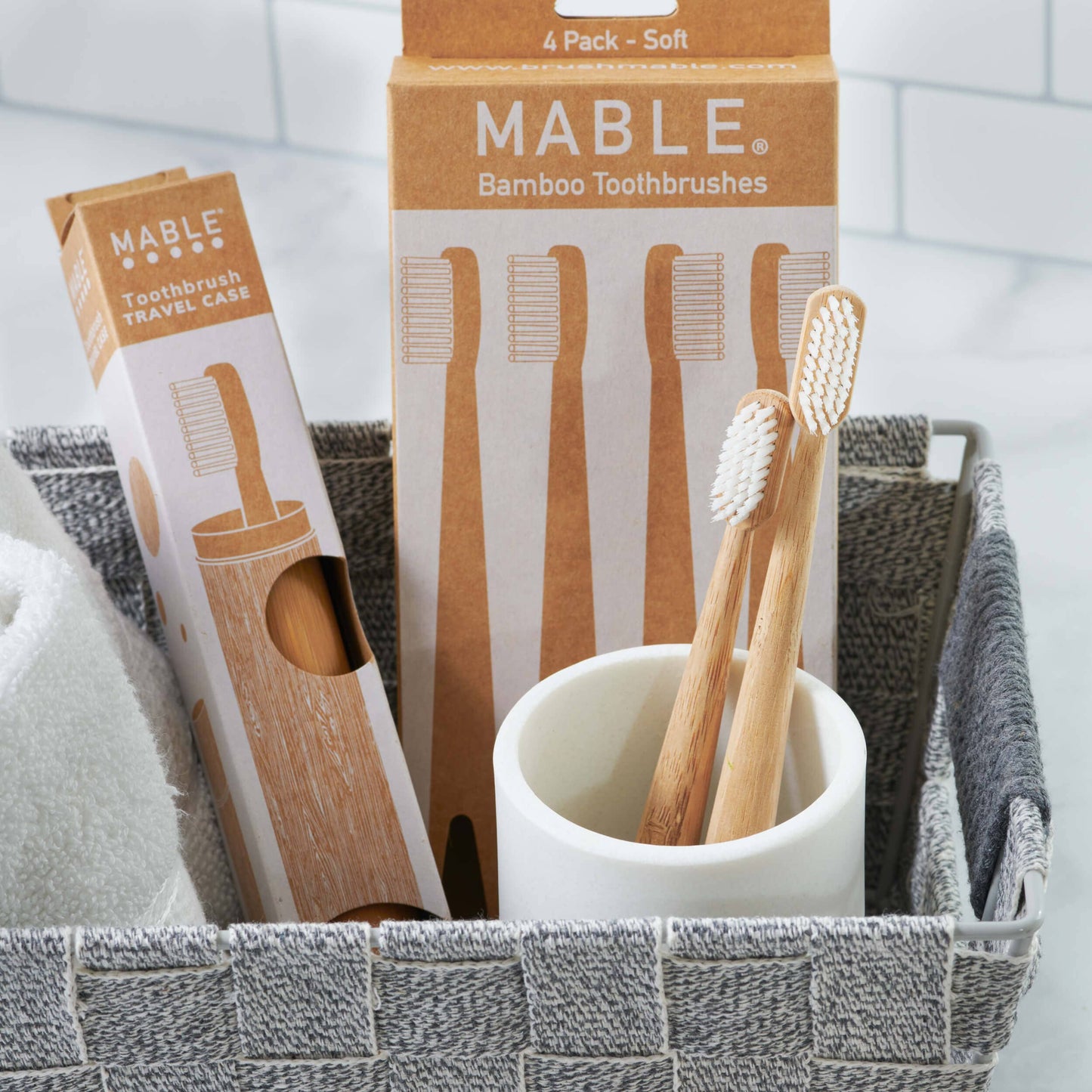 Bamboo Toothbrush by MABLE - Four Pack - Original