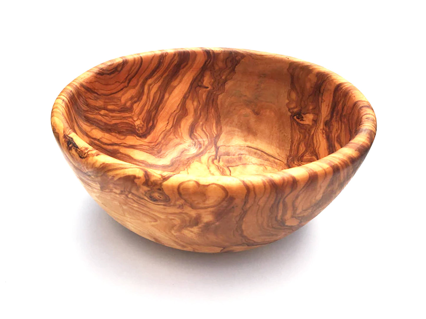 Round olive wood salad bowl
