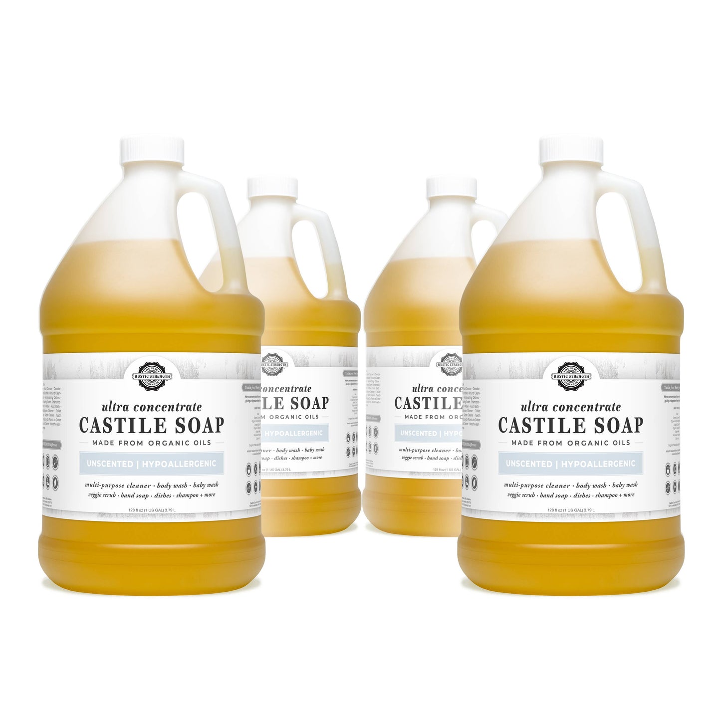 Organic Castile Soap - Concentrated | Thick & Long Lasting: Gallon Glass Jug