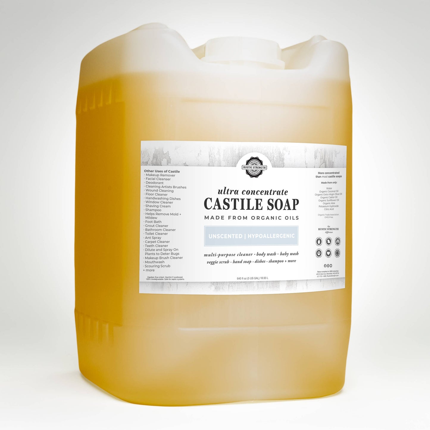 Organic Castile Soap - Concentrated | Thick & Long Lasting: Gallon Glass Jug