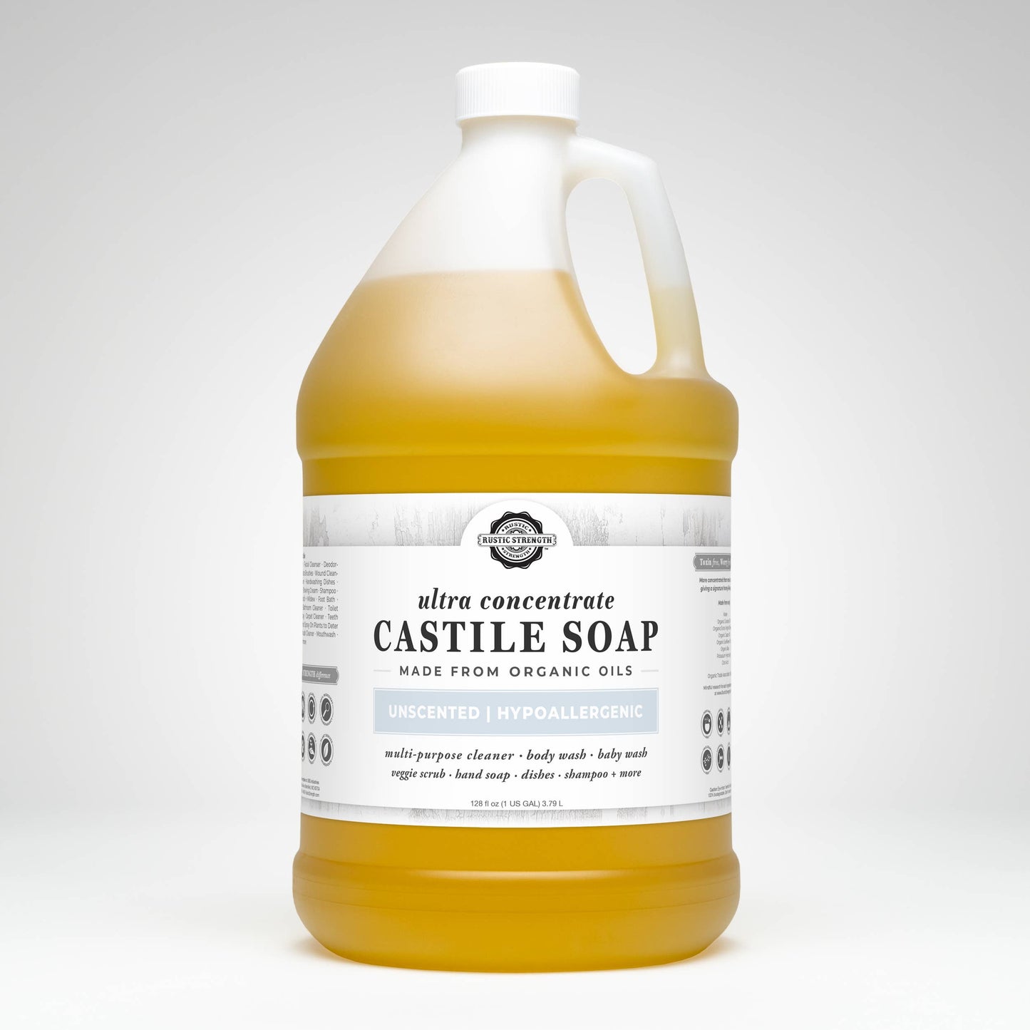 Organic Castile Soap - Concentrated | Thick & Long Lasting: Gallon Glass Jug