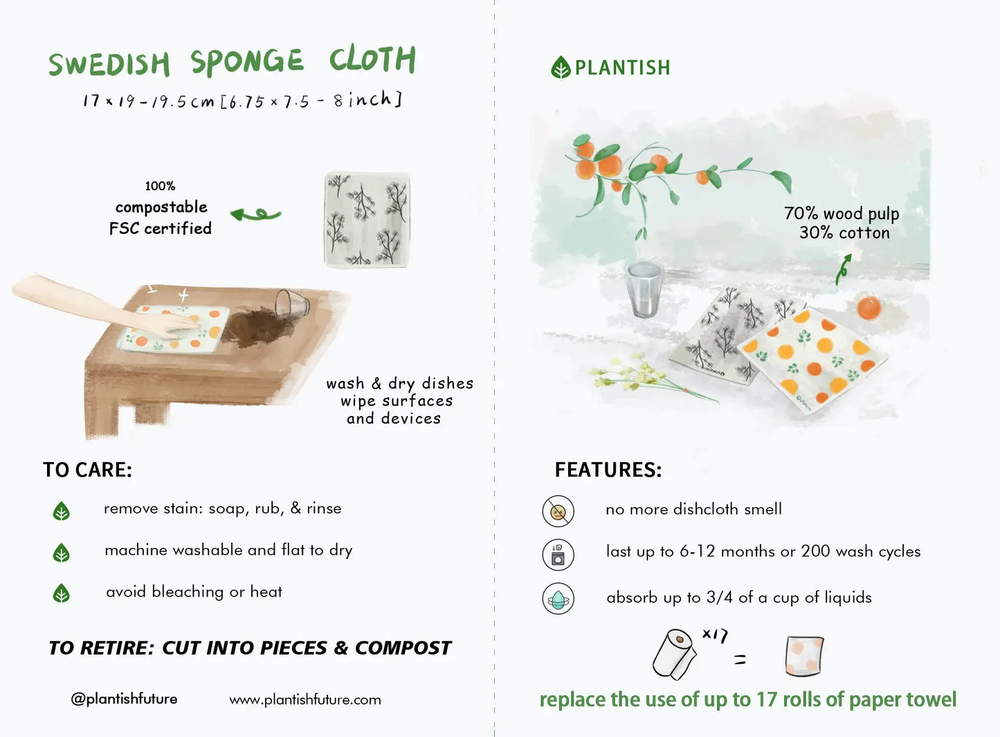 Floral Bursts - Set of 3 Swedish Sponge Cloths: Set of 3