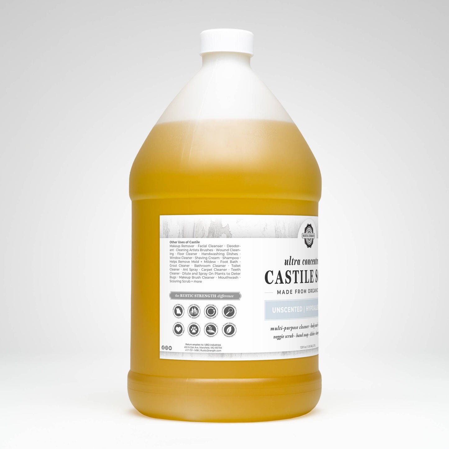 Organic Castile Soap - Concentrated | Thick & Long Lasting: Gallon Glass Jug