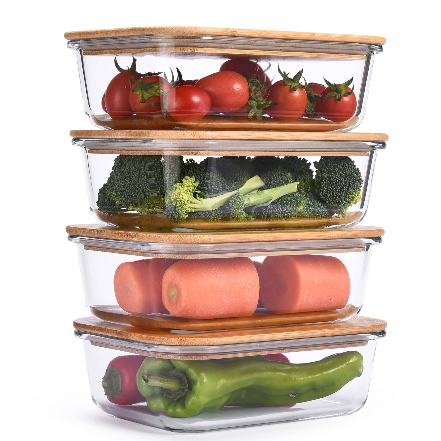 Glass Food Storage Containers With Bamboo Lids