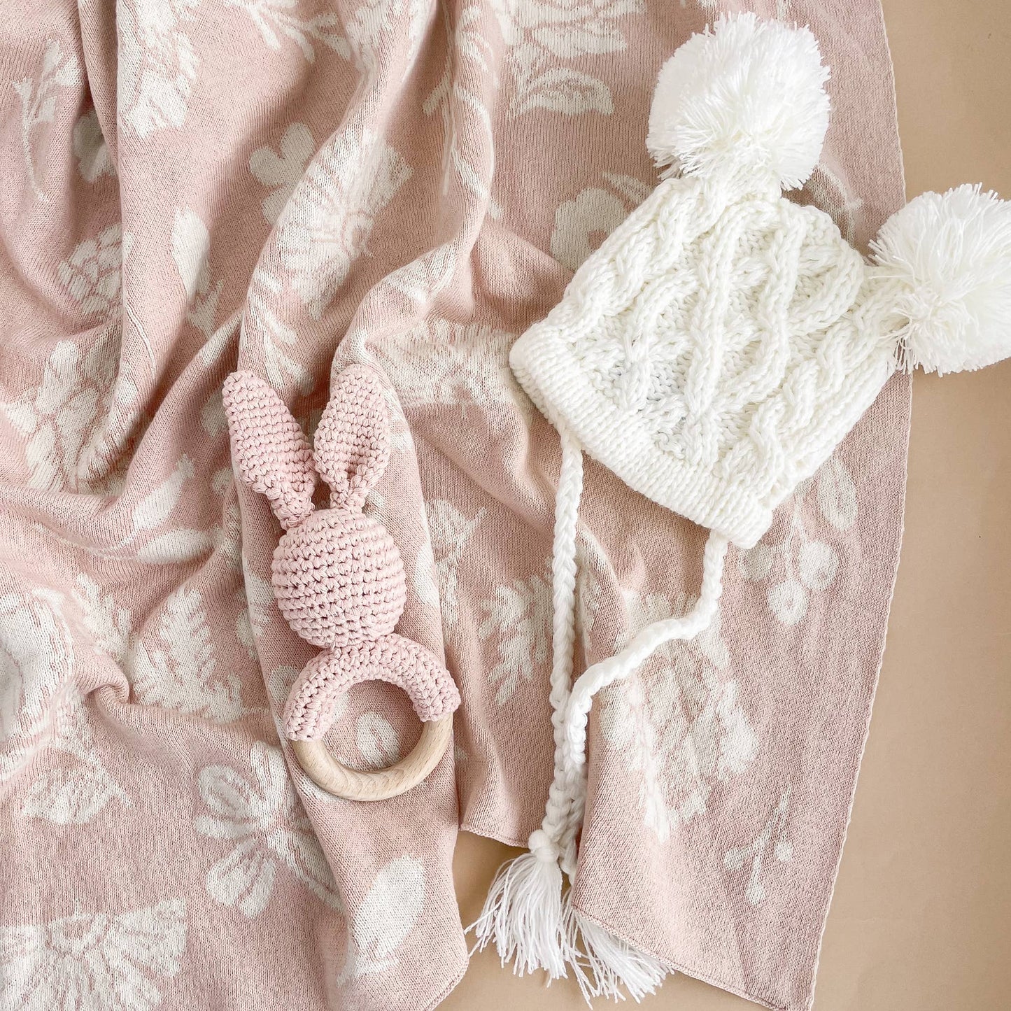 Teether Bunny Pink Easter Rattle Spring Summer Baby Gift: Pink