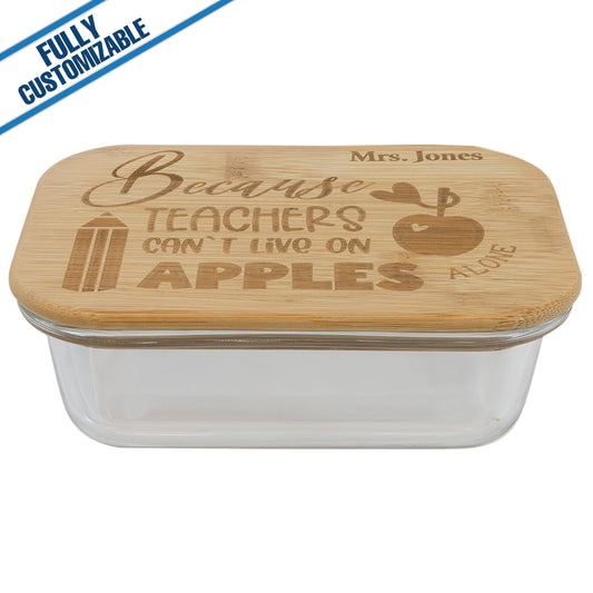 12oz Rectangle Glass Container - Bamboo Lid