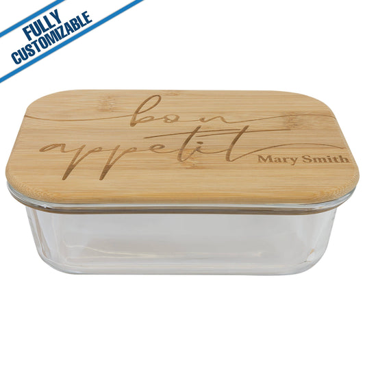 21oz Rectangle Glass Container - Bamboo Lid
