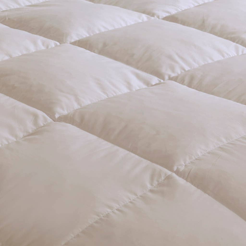 Quilted Goose Feather and Down Oversize Comforter, Cream: King/Cal King