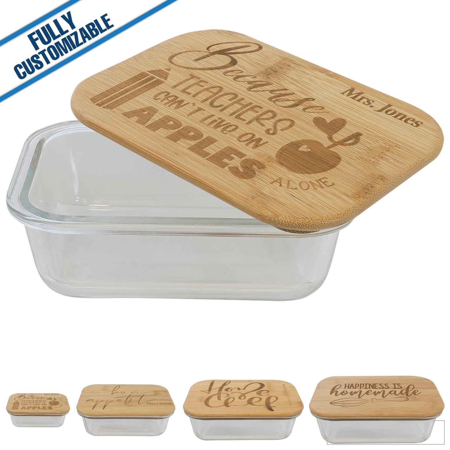 50oz Rectangle Glass Container - Bamboo Lid -