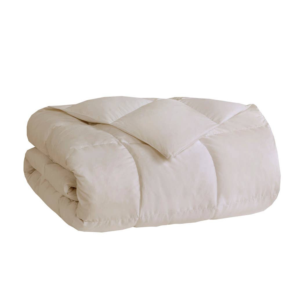 Quilted Goose Feather and Down Oversize Comforter, Cream: King/Cal King