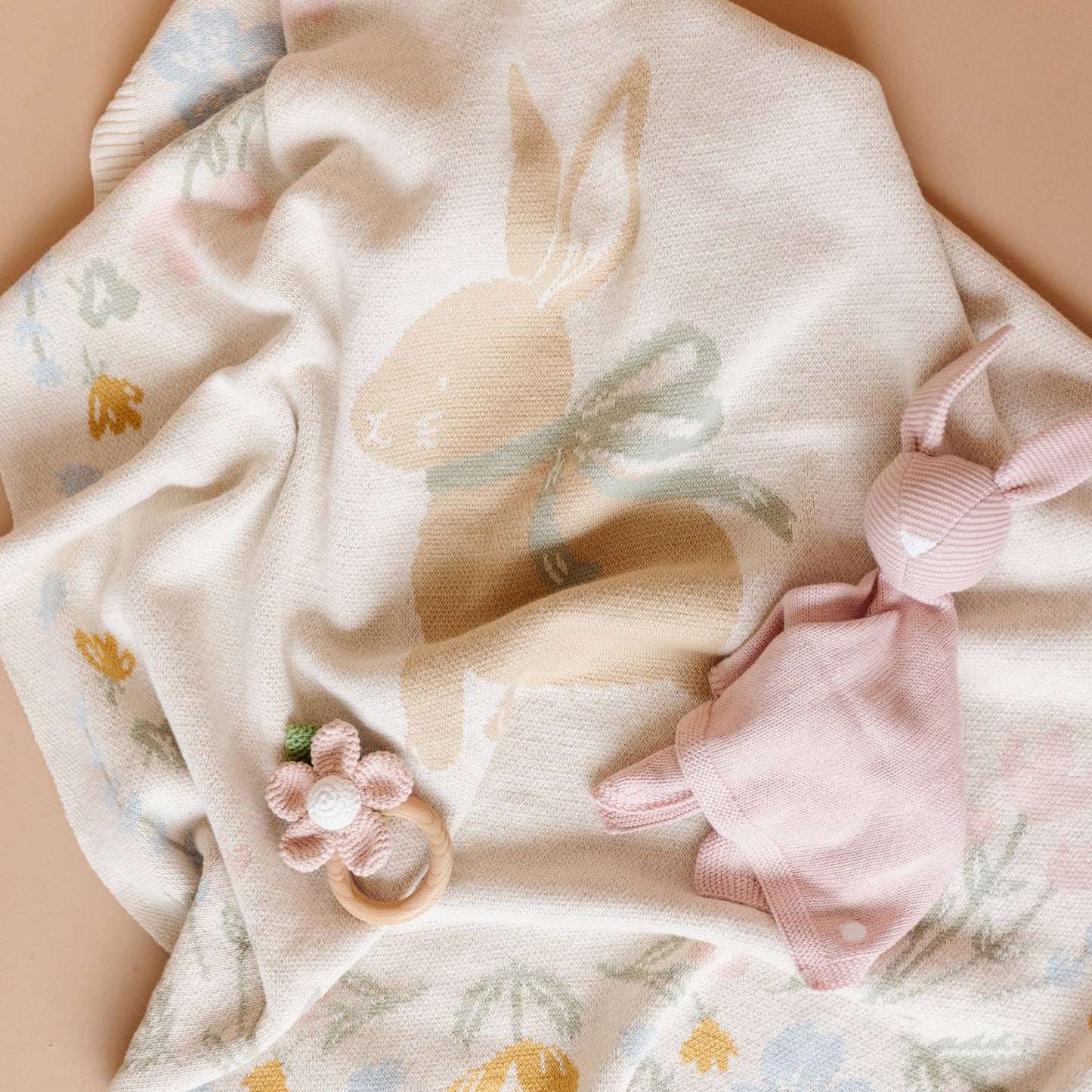 Lovey Bunny Pink Baby Gift Blanket Toy Spring Summer