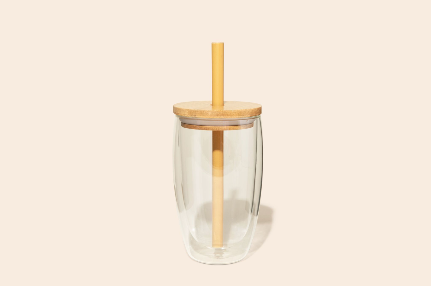 Reusable Glass Tumbler Cup + Bamboo Straw: Blue