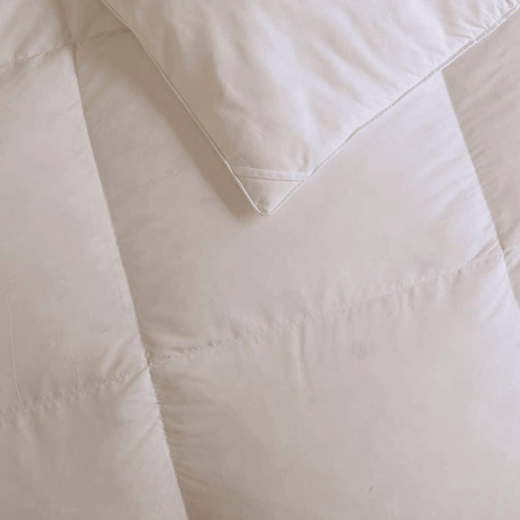 Quilted Goose Feather and Down Oversize Comforter, Cream: King/Cal King