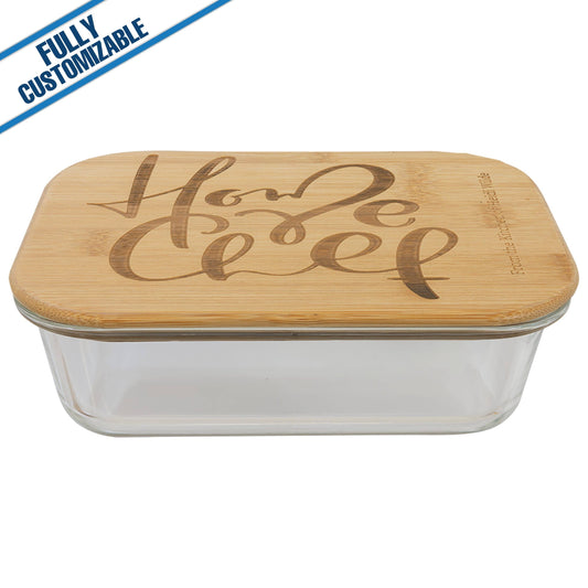 35oz Rectangle Glass Container - Bamboo Lid