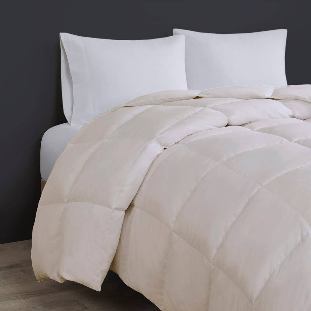 Quilted Goose Feather and Down Oversize Comforter, Cream: King/Cal King