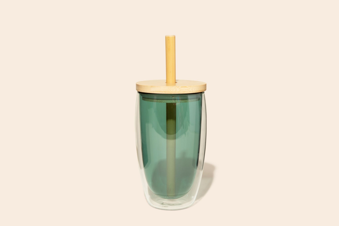 Reusable Glass Tumbler Cup + Bamboo Straw: Blue