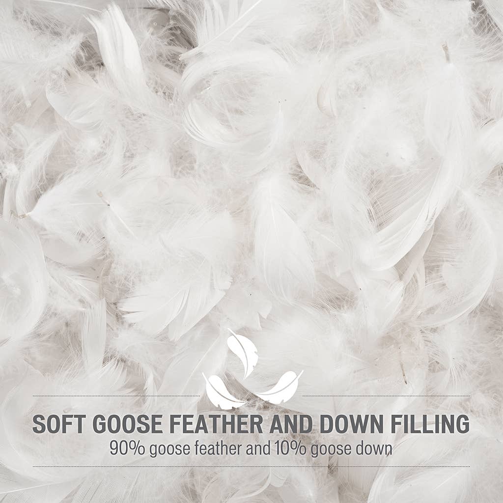 Quilted Goose Feather and Down Oversize Comforter, Cream: King/Cal King