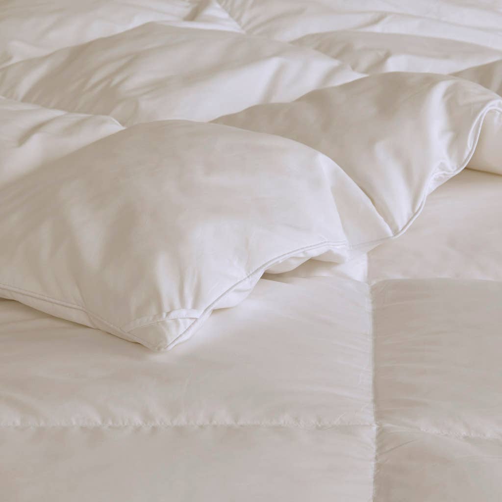 Quilted Goose Feather and Down Oversize Comforter, Cream: King/Cal King