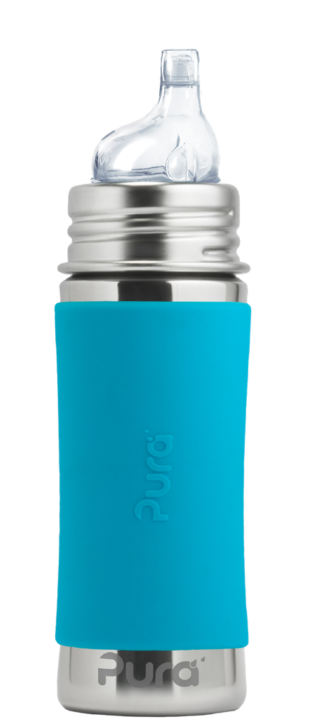 Kiki® 11oz Sippy Bottle: Aqua Sleeve
