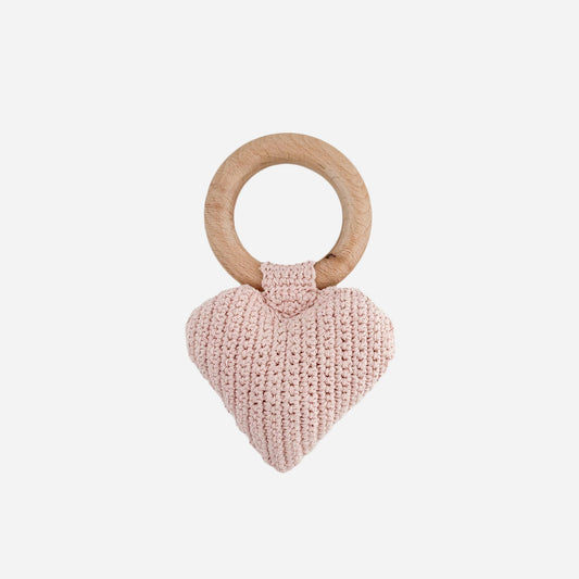 Teether Heart Cotton Crochet Rattle Baby Toy Spring Summer: In Stock