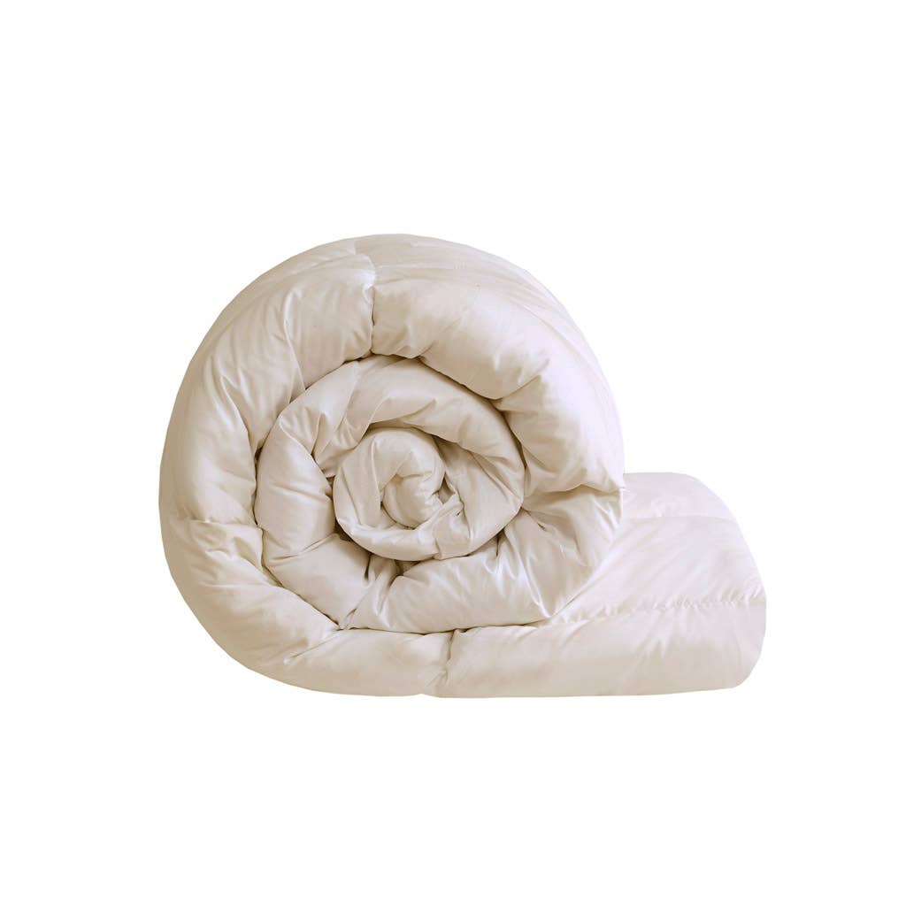 Quilted Goose Feather and Down Oversize Comforter, Cream: King/Cal King