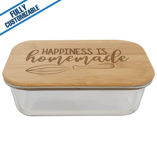 50oz Rectangle Glass Container - Bamboo Lid -