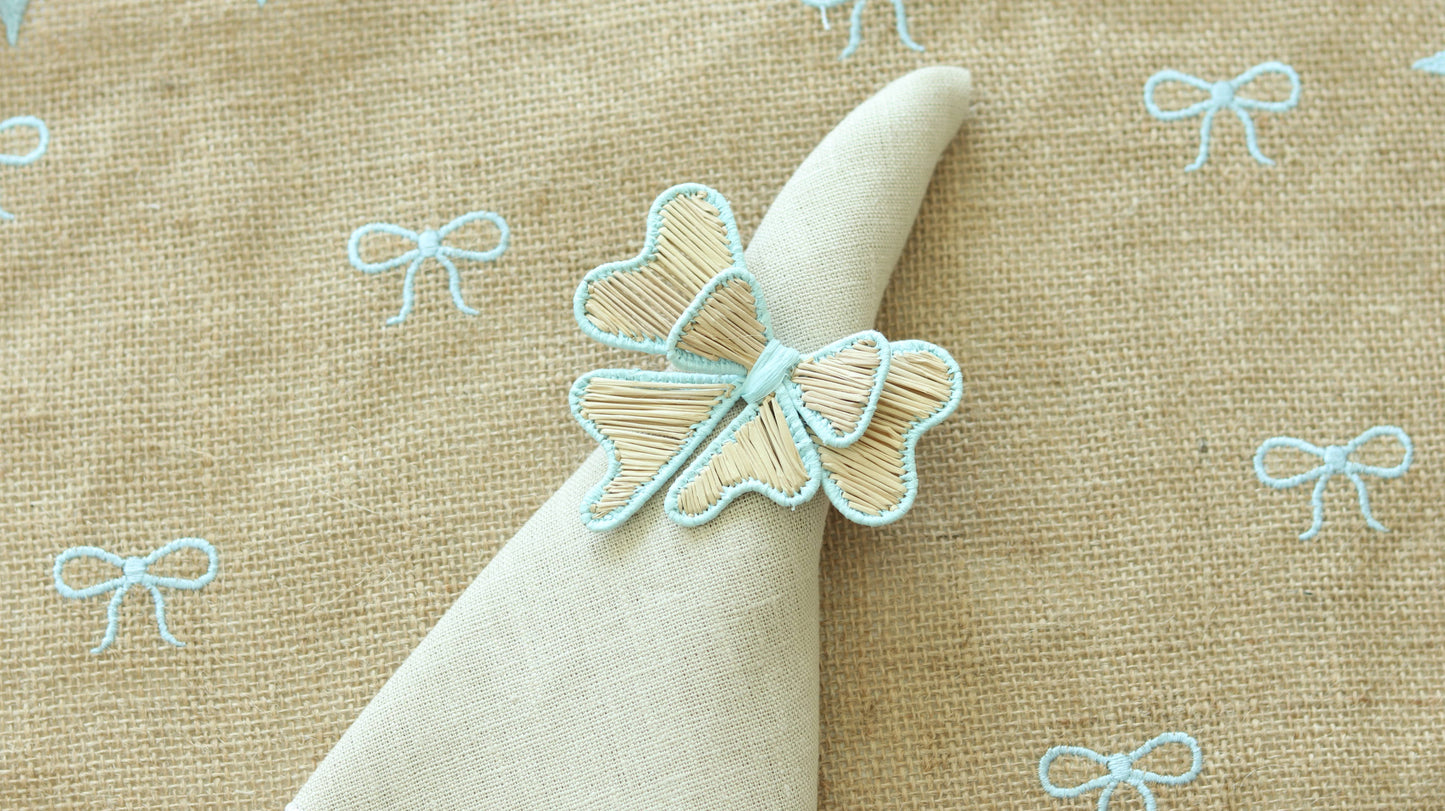 Rectangular Mini Bows Placemats: Soft Blue