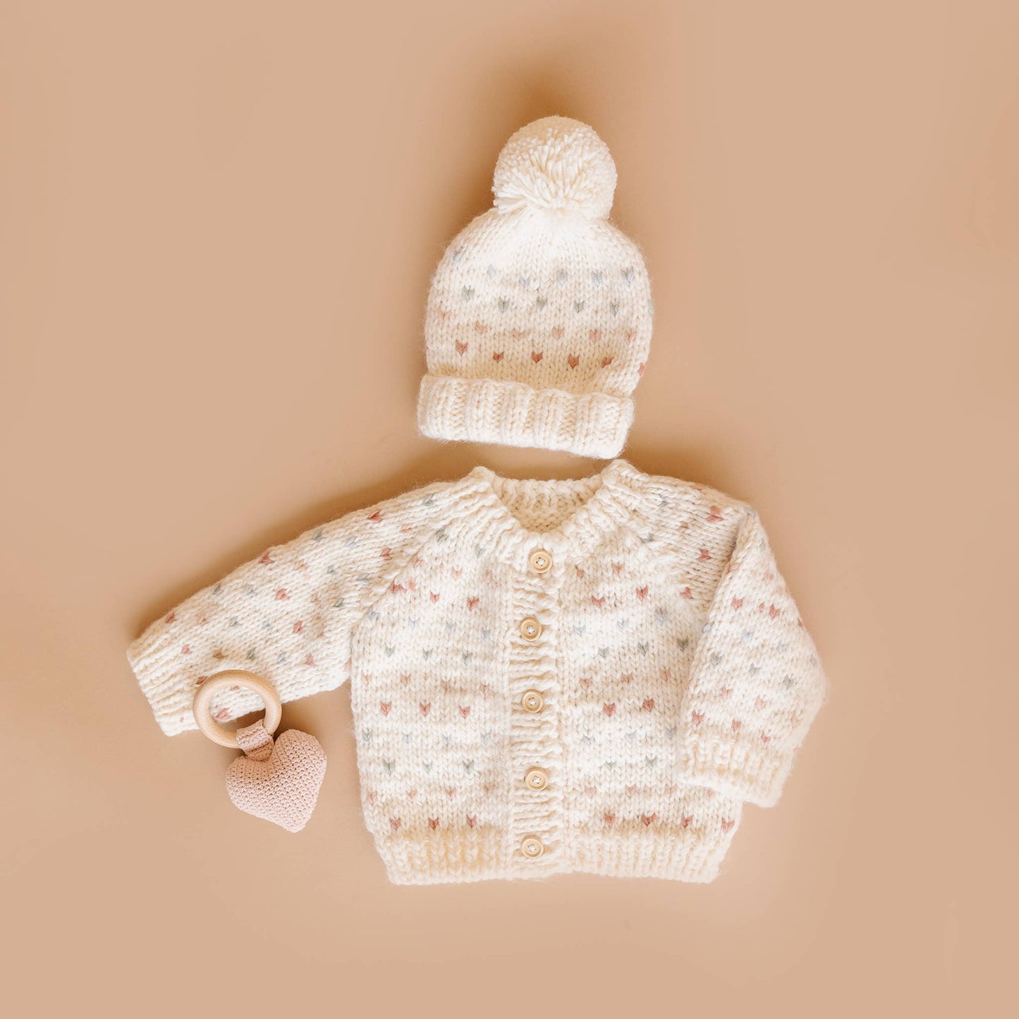 Teether Heart Cotton Crochet Rattle Baby Toy Spring Summer: In Stock