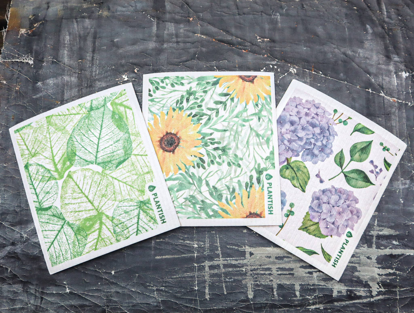 Floral Bursts - Set of 3 Swedish Sponge Cloths: Set of 3